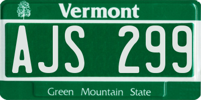 VT license plate AJS299