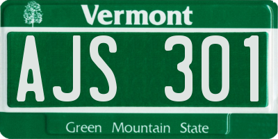 VT license plate AJS301