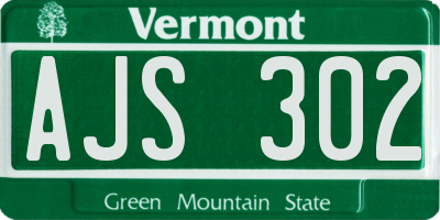 VT license plate AJS302