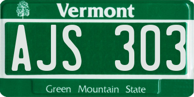 VT license plate AJS303