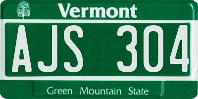VT license plate AJS304