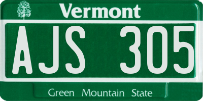 VT license plate AJS305