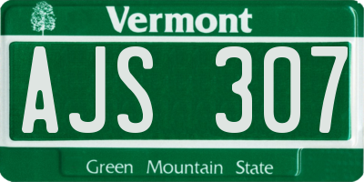 VT license plate AJS307