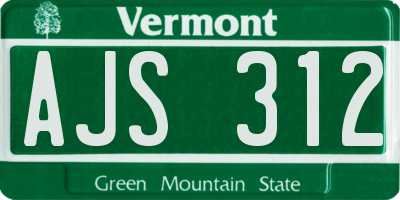 VT license plate AJS312
