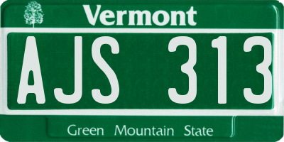 VT license plate AJS313