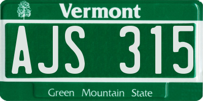 VT license plate AJS315