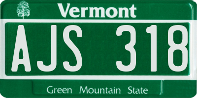 VT license plate AJS318