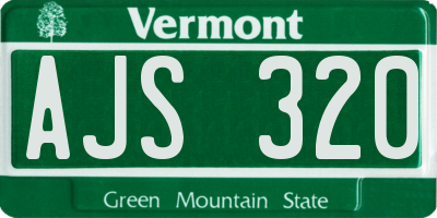 VT license plate AJS320