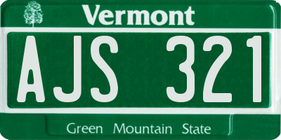 VT license plate AJS321