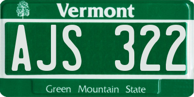 VT license plate AJS322