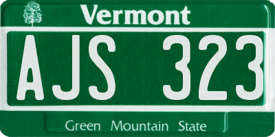 VT license plate AJS323