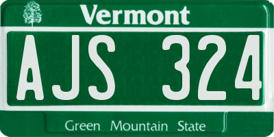 VT license plate AJS324