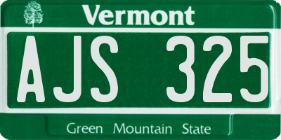 VT license plate AJS325