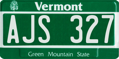 VT license plate AJS327