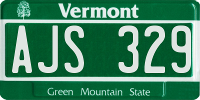 VT license plate AJS329