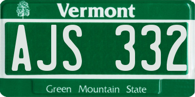 VT license plate AJS332
