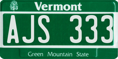 VT license plate AJS333