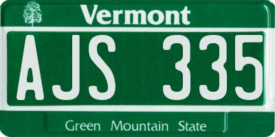 VT license plate AJS335