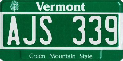 VT license plate AJS339
