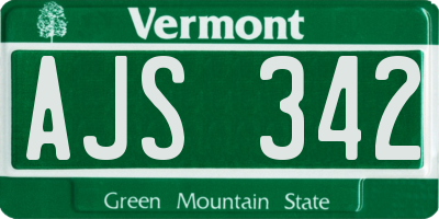 VT license plate AJS342