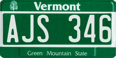 VT license plate AJS346