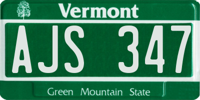 VT license plate AJS347