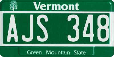 VT license plate AJS348