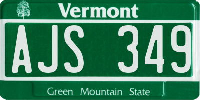 VT license plate AJS349