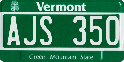 VT license plate AJS350
