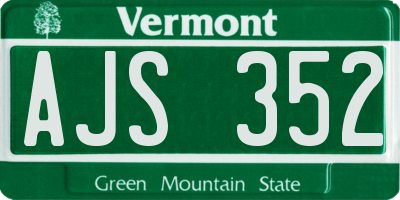 VT license plate AJS352