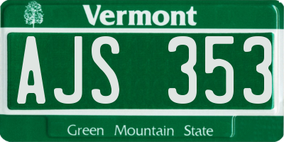VT license plate AJS353