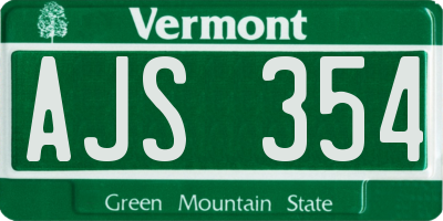 VT license plate AJS354