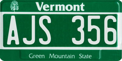 VT license plate AJS356