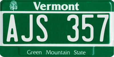 VT license plate AJS357