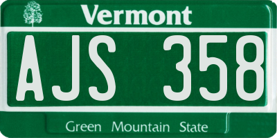VT license plate AJS358