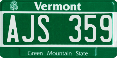 VT license plate AJS359