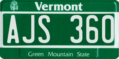VT license plate AJS360