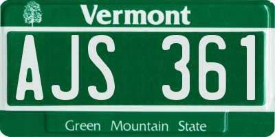 VT license plate AJS361