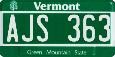 VT license plate AJS363