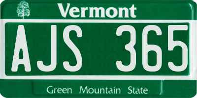 VT license plate AJS365