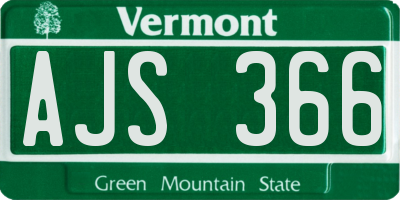 VT license plate AJS366