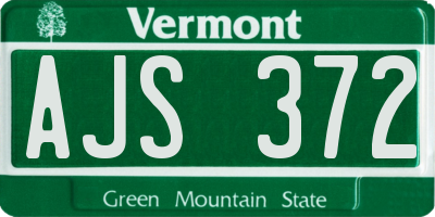 VT license plate AJS372