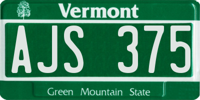 VT license plate AJS375