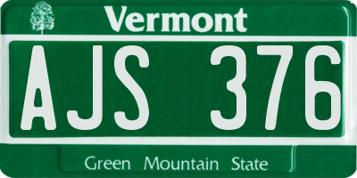 VT license plate AJS376