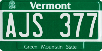 VT license plate AJS377
