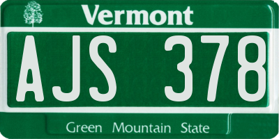 VT license plate AJS378