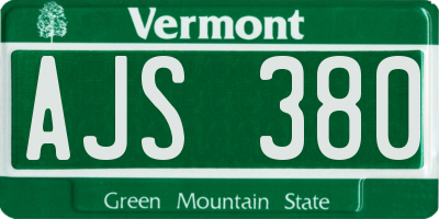 VT license plate AJS380