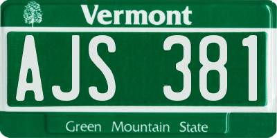 VT license plate AJS381