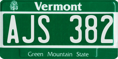 VT license plate AJS382
