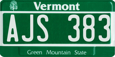 VT license plate AJS383